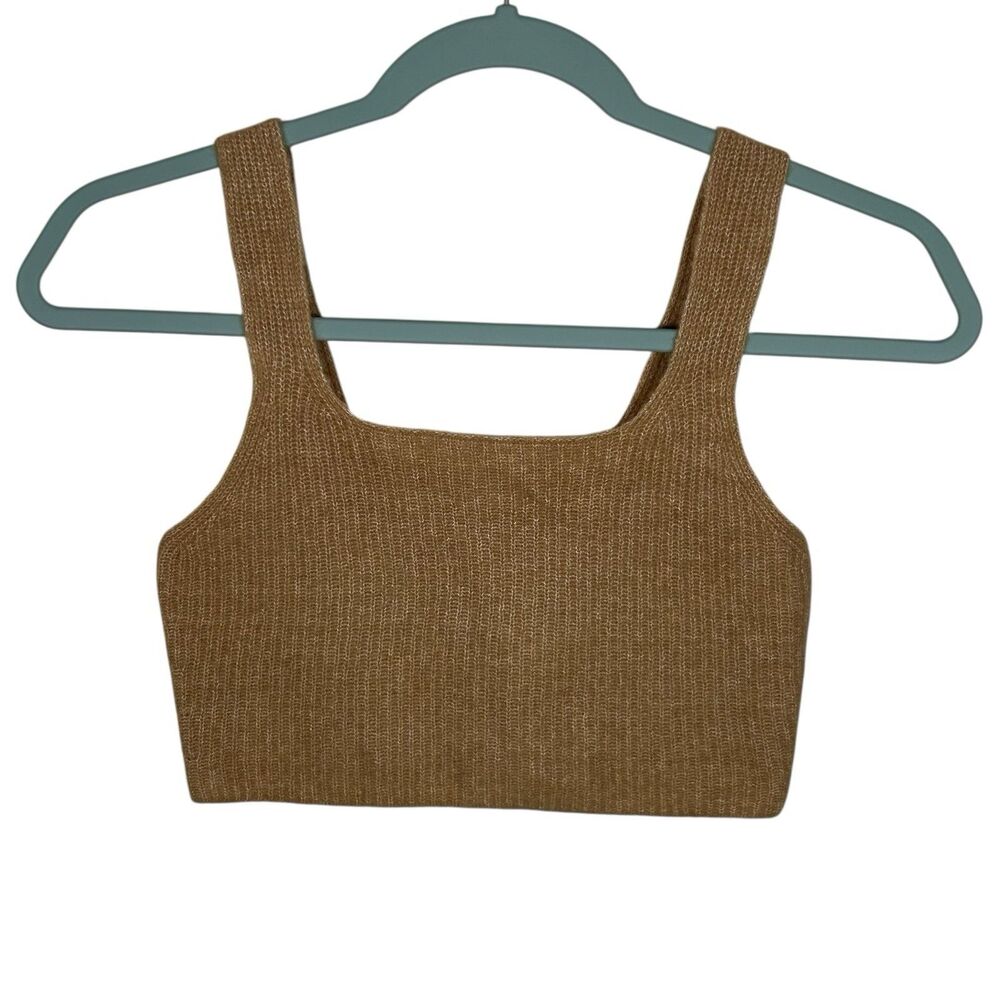 Everlane Tank Top Womens Small Camel Brown Stretch Cami Wool Yak Crop Cozy NWT